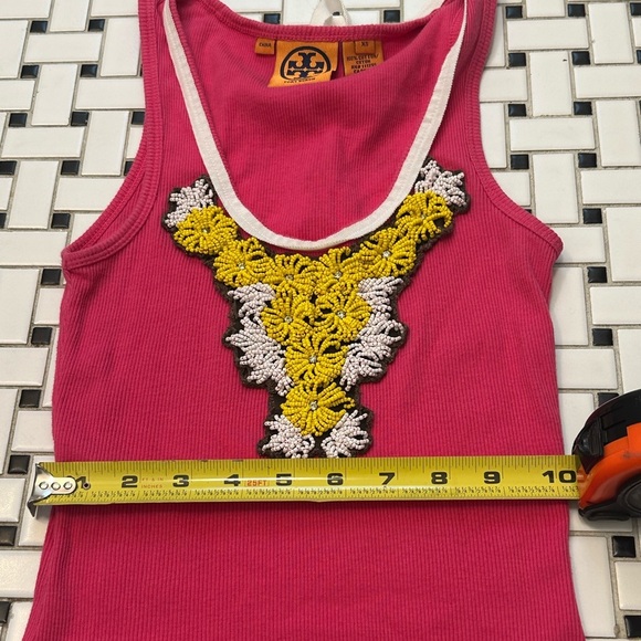 Tory Burch Pink Embellished Sleeveless Tank Top - Picture 6 of 6
